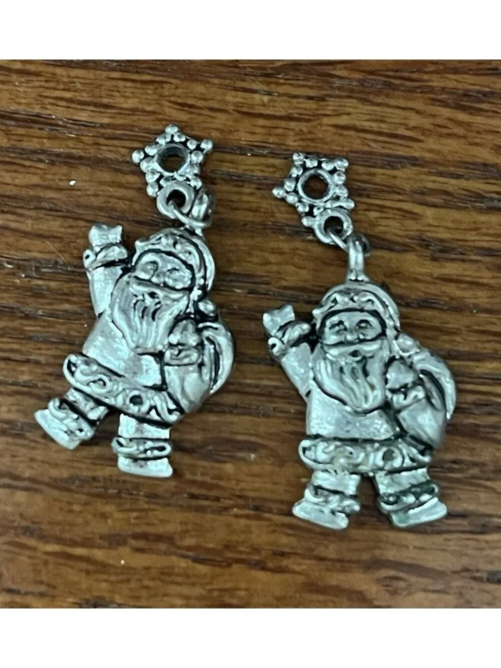 8 Antiqued Pewter Christmas Charm Figure Set Craft Decorate Gift 1 Inch Santa +